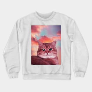 A fat cat in the sky painting Crewneck Sweatshirt